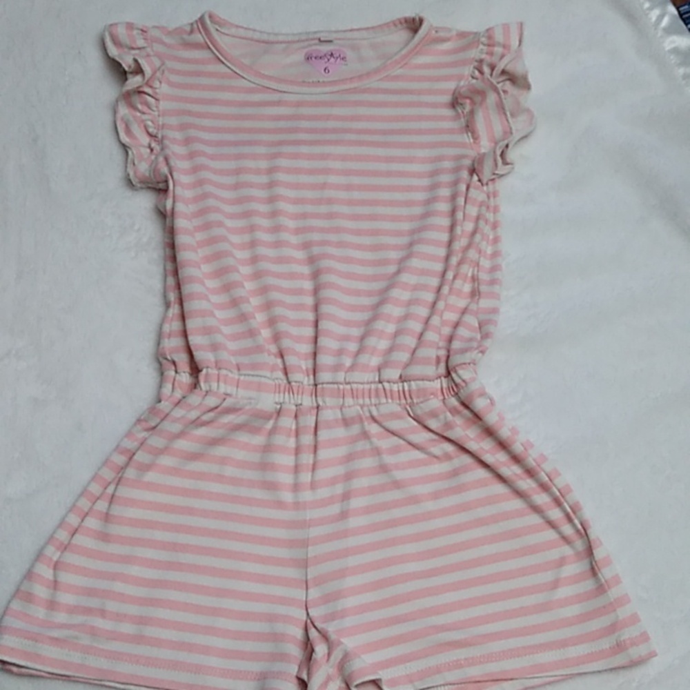 Girls Size 6 Pink Striped Romper